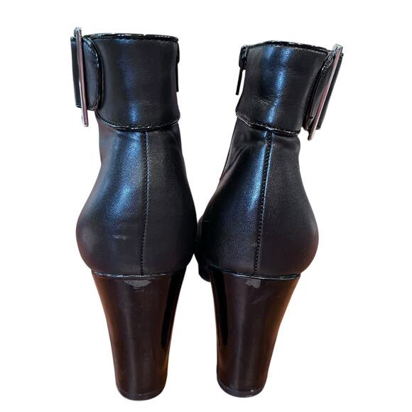 Giani Bernini Leather Heeled Ankle Boots 8.5 Buckle Zip F42292 Moto Grunge Punk - Picture 5 of 7